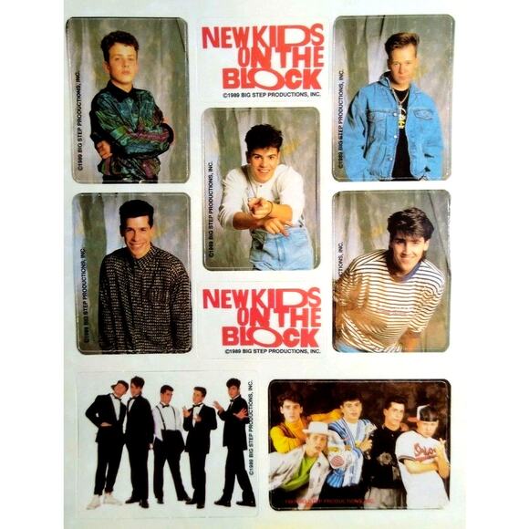New Kids On The Block Band Stickers 1989 Pop Music Donnie Wahlberg Jordan Knight - Picture 1 of 2